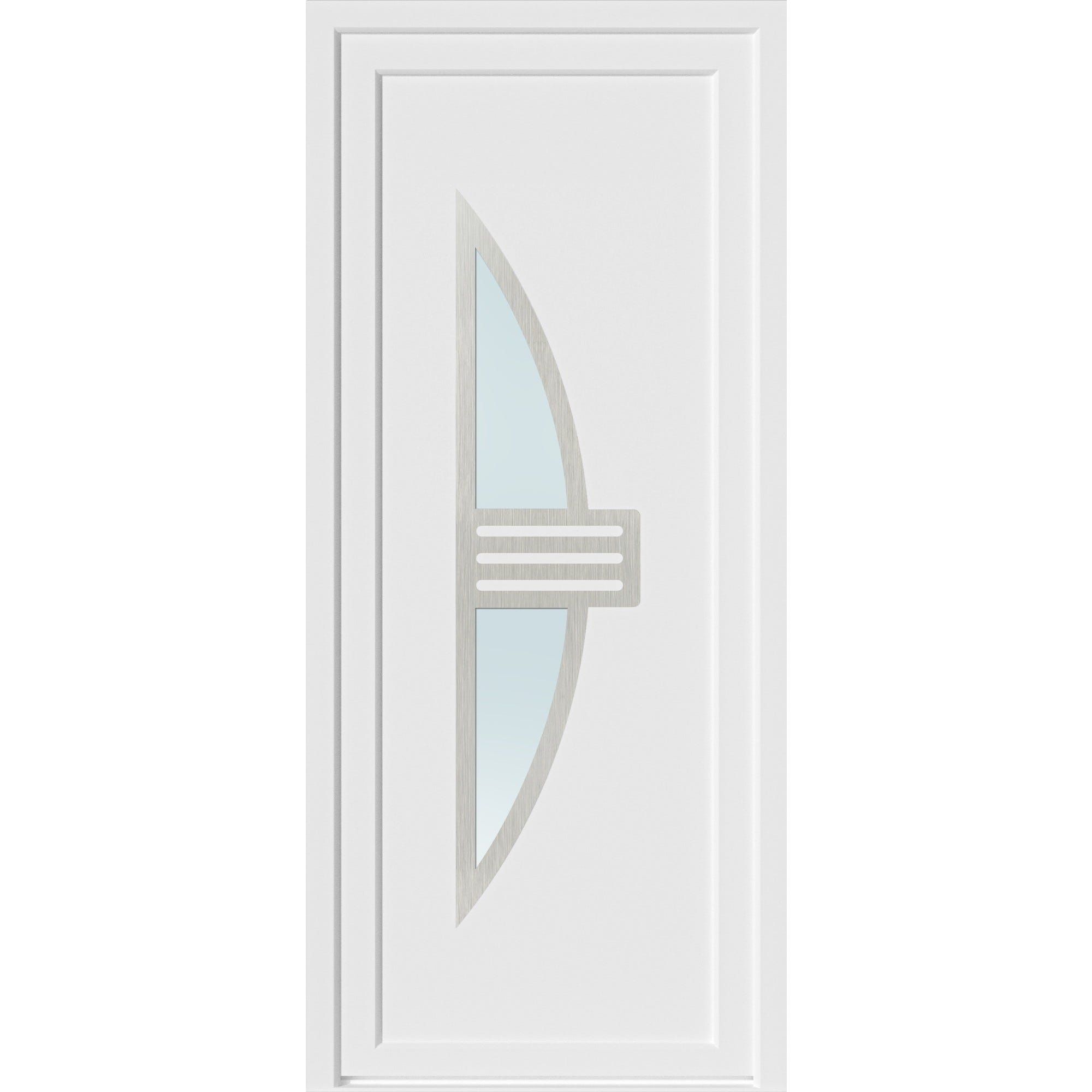 Porte d'entrée PVC blanc poussant gauche H.215 x l.90 cm Neptune 1