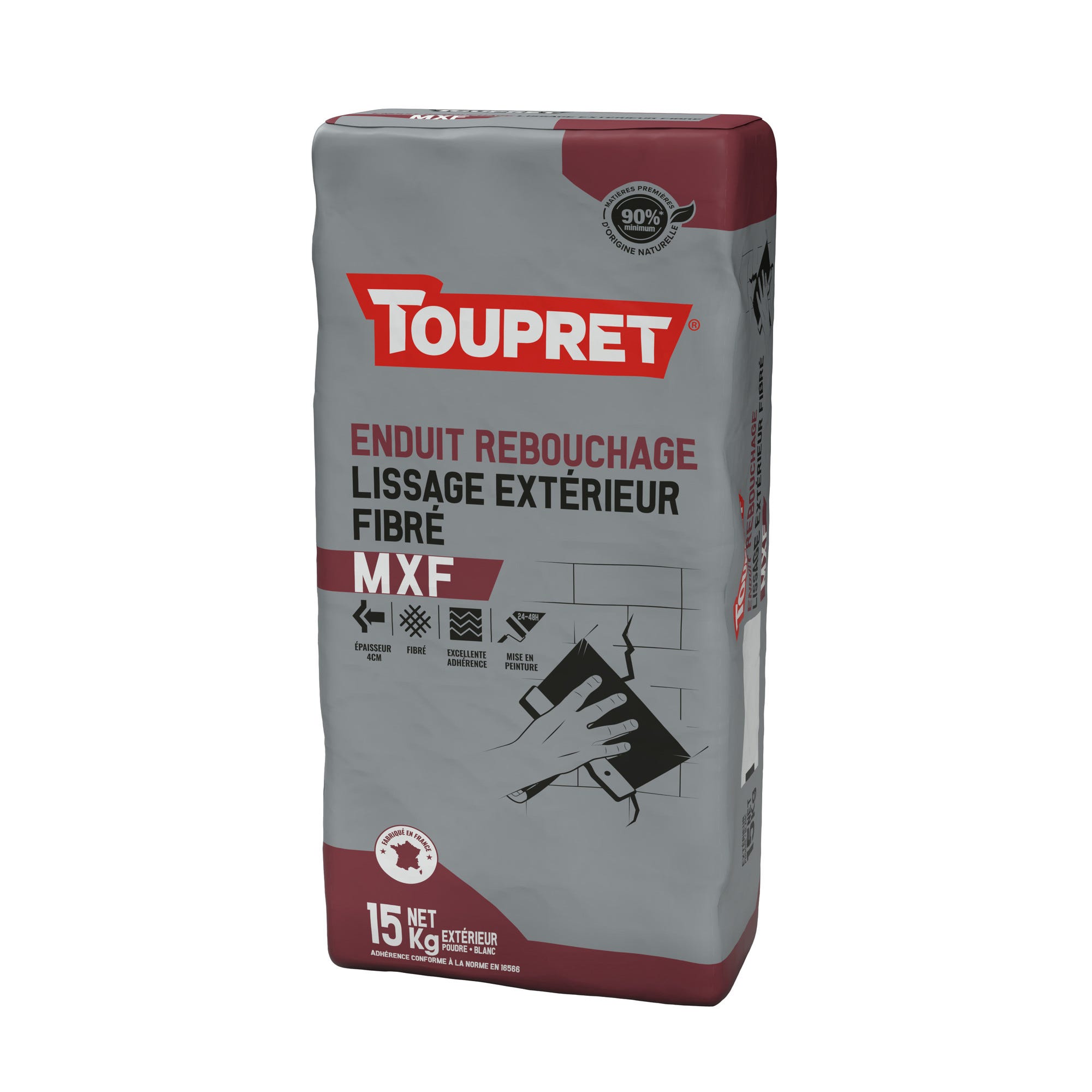 Enduit multi-usages en poudre fibré extérieur 15 kg - MXF TOUPRET 1