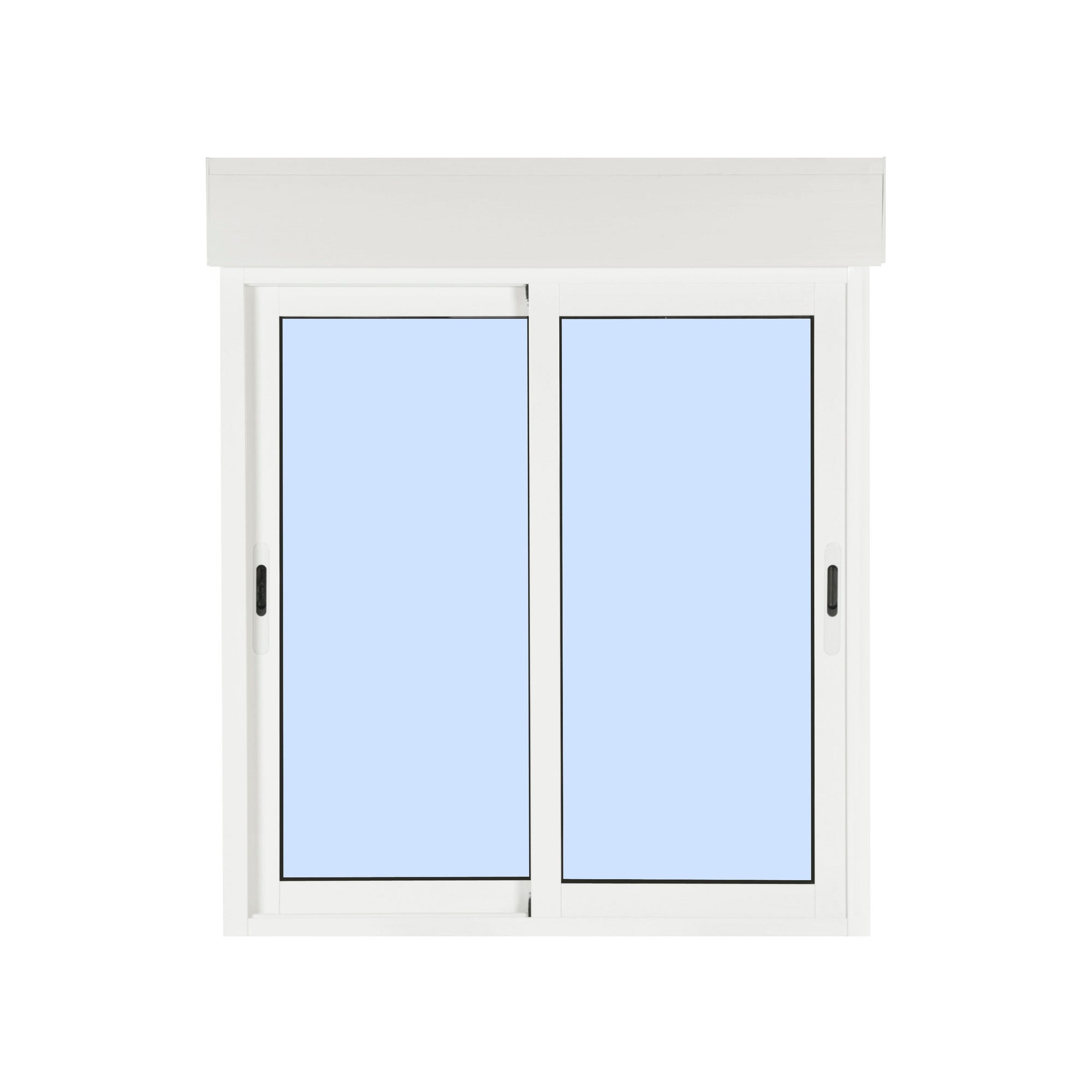 Fenêtre aluminium H.125 x l.120 cm coulissant 2 vantaux avec volet roulant intégré blanc 2