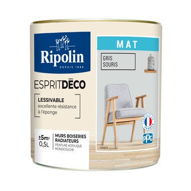 Peinture intérieure multi-support acrylique mat gris souris 0,5 L Esprit déco - RIPOLIN 2