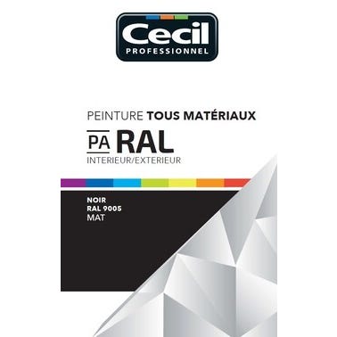 Peinture aérosol tous matériaux int/ext mat noir RAL9005 400 ml - CECIL PRO 1