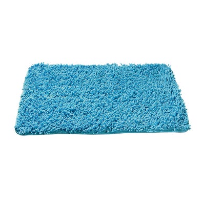 Tapis de bain coton chenille bleu 2