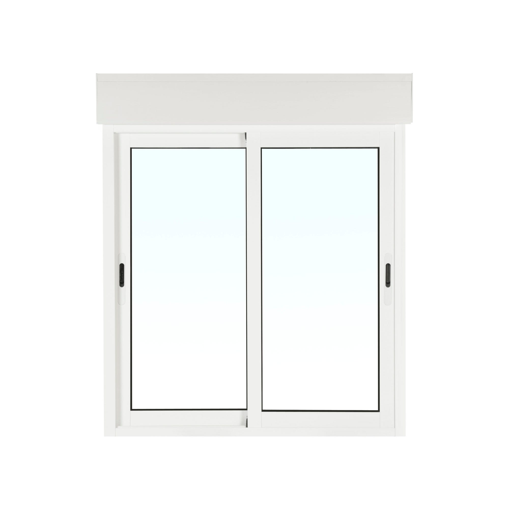 Fenêtre aluminium H.125 x l.120 cm coulissant 2 vantaux avec volet roulant intégré blanc 3