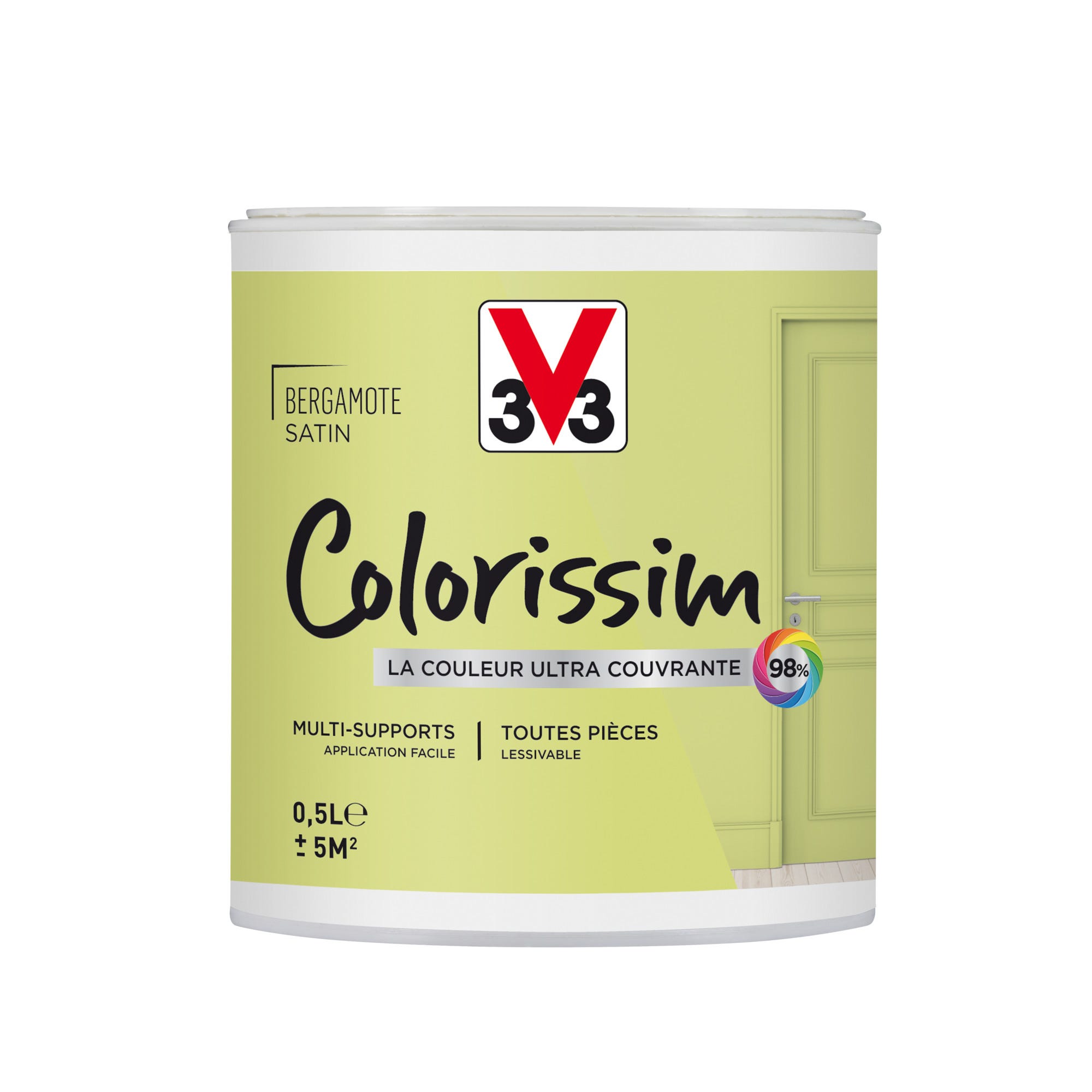 Peinture intérieure multi-supports acrylique satin bergamote 0,5 L - V33 COLORISSIM 0