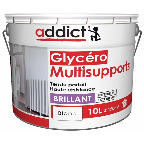 Peinture intérieure et extérieure multi-supports glycéro brillant blanc 10 L - ADDICT 0