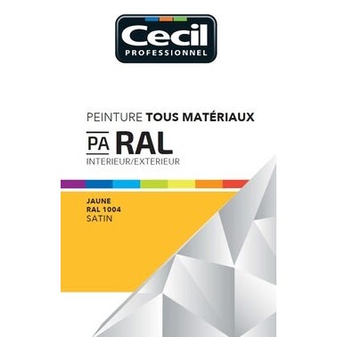 Peinture aérosol tous matériaux int/ext satin jaune gaz RAL1004 400 ml - CECIL PRO 0