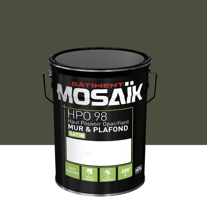 Peinture intérieure satin vert verdana teintée en machine 4L HPO - MOSAIK 1