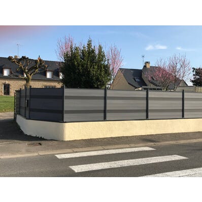 Lame clôture composite gris l.150 x Ep.22 mm Long.1,98 m 3