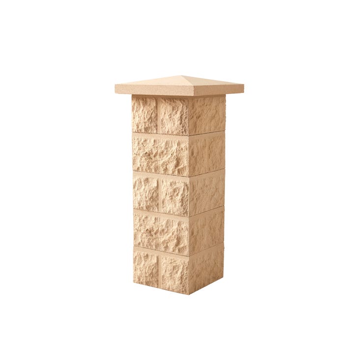 Elément de pilier taillé ton pierre l.30 x P.30 x H.16,7 cm - WESER 0