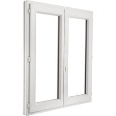 Fenêtre PVC H.135 x l.140 cm ouvrant à la française 2 vantaux blanc 0