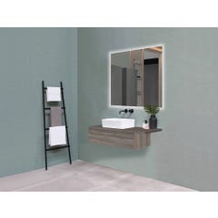 Plan de travail de salle de bain décor chêne grisé l.45 x L.120 x Ep.3 cm Atlantis 2
