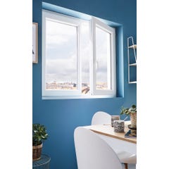 Fenêtre PVC H.115 x l.100 cm ouvrant à la française 2 vantaux blanc 6
