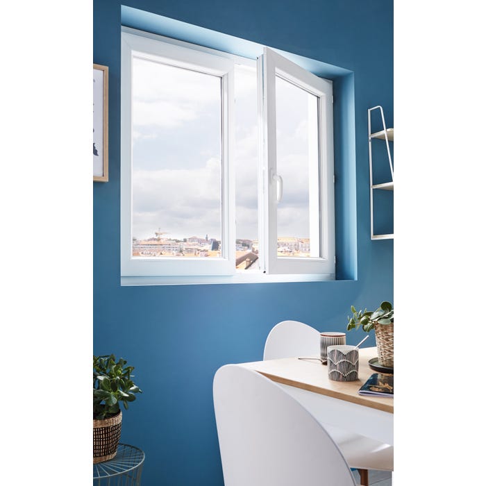 Fenêtre PVC H.115 x l.100 cm ouvrant à la française 2 vantaux blanc 6