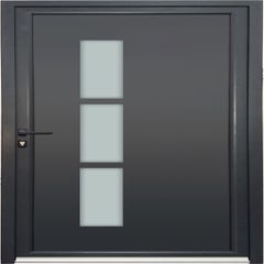 Porte d’entrée aluminium grise poussant gauche H.215 x l.90 cm Capri 0