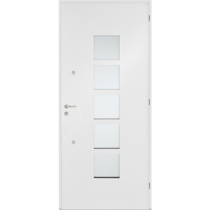 Porte d'entrée aluminium grise poussant gauche H.215 x l.90 cm Fuji 2