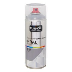Peinture aérosol tous matériaux int/ext satin gris galet RAL7045 400 ml - CECIL PRO