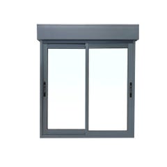 Fenêtre aluminium H.125 x l.120 cm coulissant 2 vantaux avec volet roulant intégré gris 0