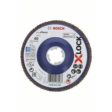 Disque à lamelles X-Lock grain 40 plateau plastique pour meuleuse X-Lock Diam.125 mm - BOSCH PROFESSIONNEL 0