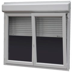 Fenêtre PVC H.125 x l.100 cm oscillo-battant 2 vantaux avec volet roulant intégré blanc 0