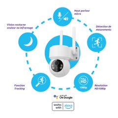 Caméra de surveillance sans fil IP WiFi Motorisée intérieure / extérieure avec fonction Tracking - iME700 - SEDEA - 518700 4
