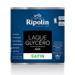 Peinture intérieure et extérieure multi-supports glycéro satin noir 0,5 L - RIPOLIN 2