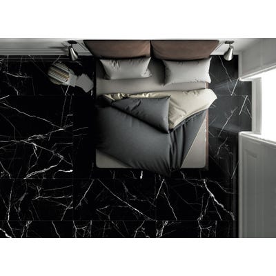 Carrelae intérieur noir effet marbre l.60 x L.120 cm Marquinia 1