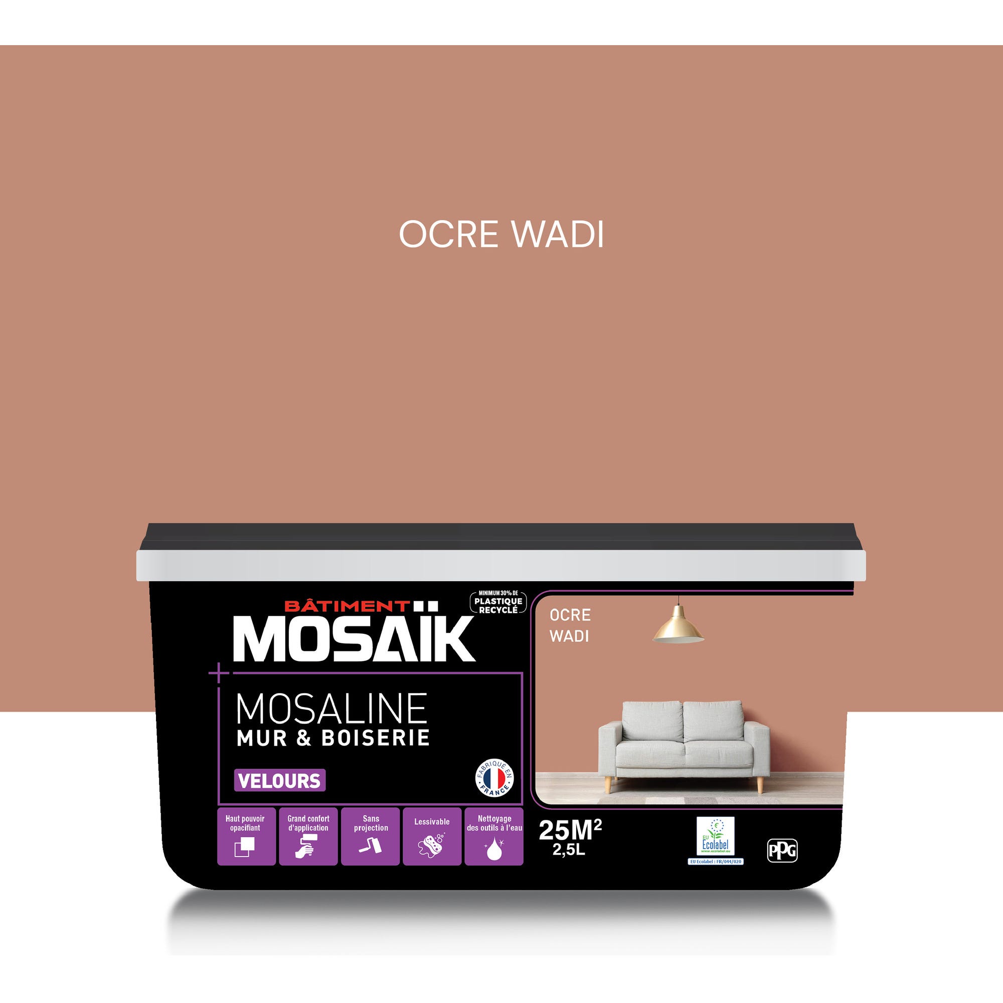 Peinture intérieure multi support acrylique velours ocre wadi 2,5 L Mosaline - MOSAIK 0