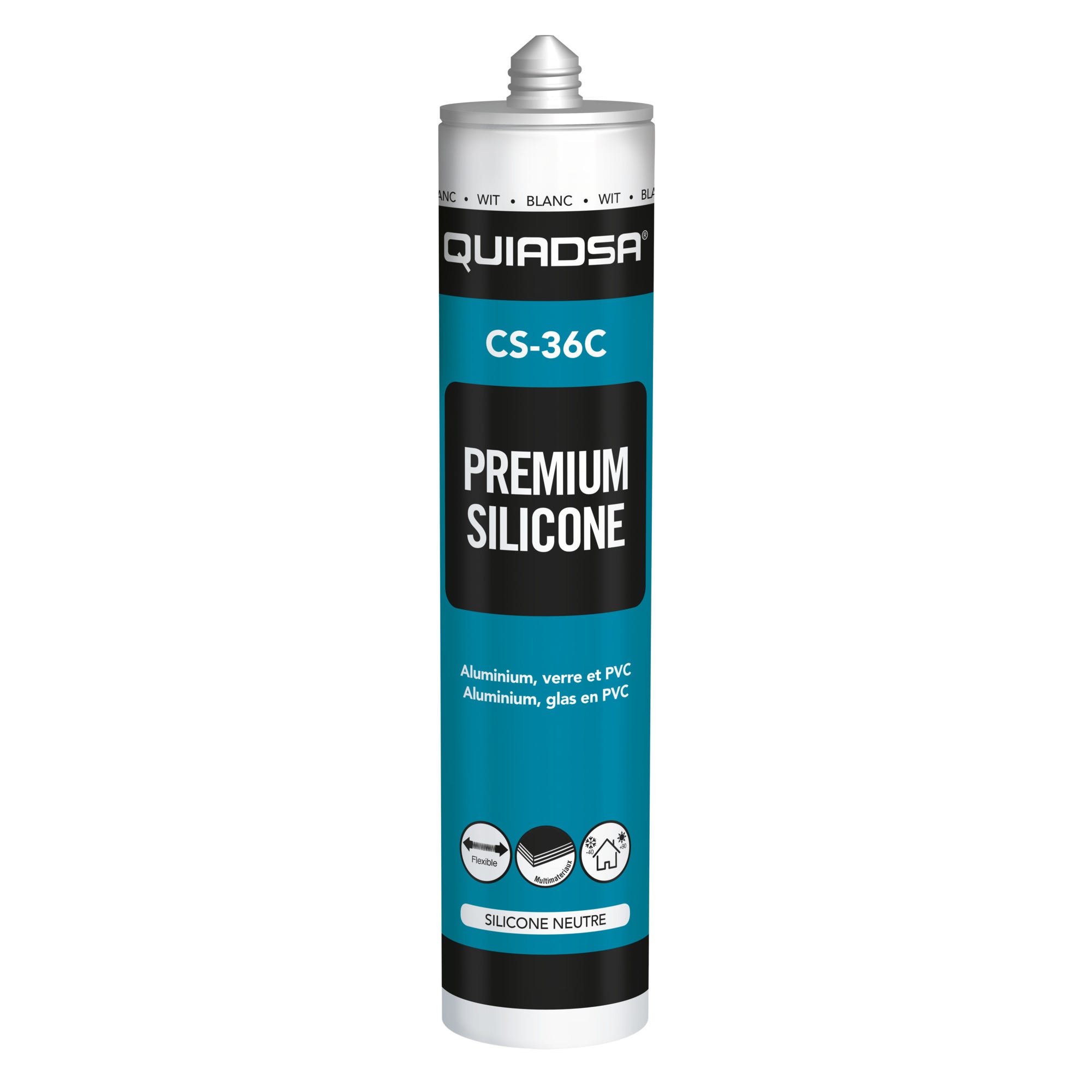 Mastic joint de silicone neutre blanc 300 ml CS-36 - QUIADSA 0