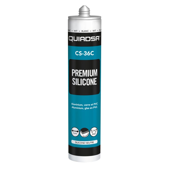 Mastic joint de silicone neutre blanc 300 ml CS-36 - QUIADSA 0
