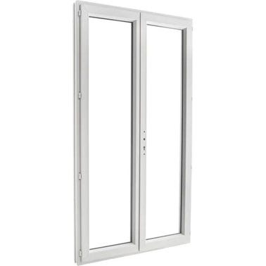 Porte-fenêtre PVC H.215 x l.100 cm ouvrant à la française 2 vantaux blanc 1