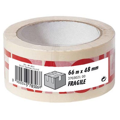 Adhésif d'emballage fragile blanc/rouge 66 m x 48 mm 2