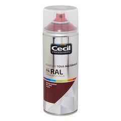 Peinture aérosol tous matériaux int/ext satin rouge basque RAL3004 400 ml - CECIL PRO