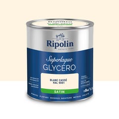 Peinture intérieure et extérieure multi-supports glycéro satin blanc cassé 0,5 L - RIPOLIN