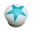 Bouton en porcelaine blanc avec dessin étoile bleu Ø40mm