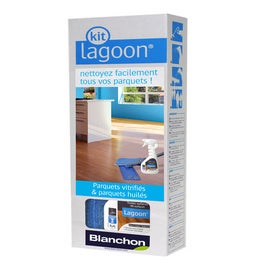 Kit nettoyant pour parquet vitrifiés et huilé : balai 3 pièces +  serpillière microfibre + spray Lagoon 0,5 L - BLANCHON ❘ Bricoman