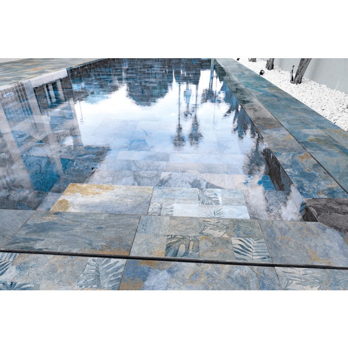 Carrelage sol extérieur effet pierre l.30 x L.60 cm - Aspen Blue 1