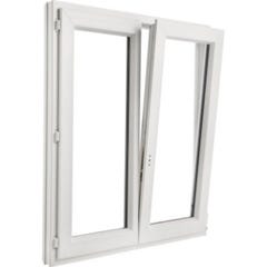 Fenêtre PVC H.75 x l.120 cm ouvrant à la française 2 vantaux blanc 0