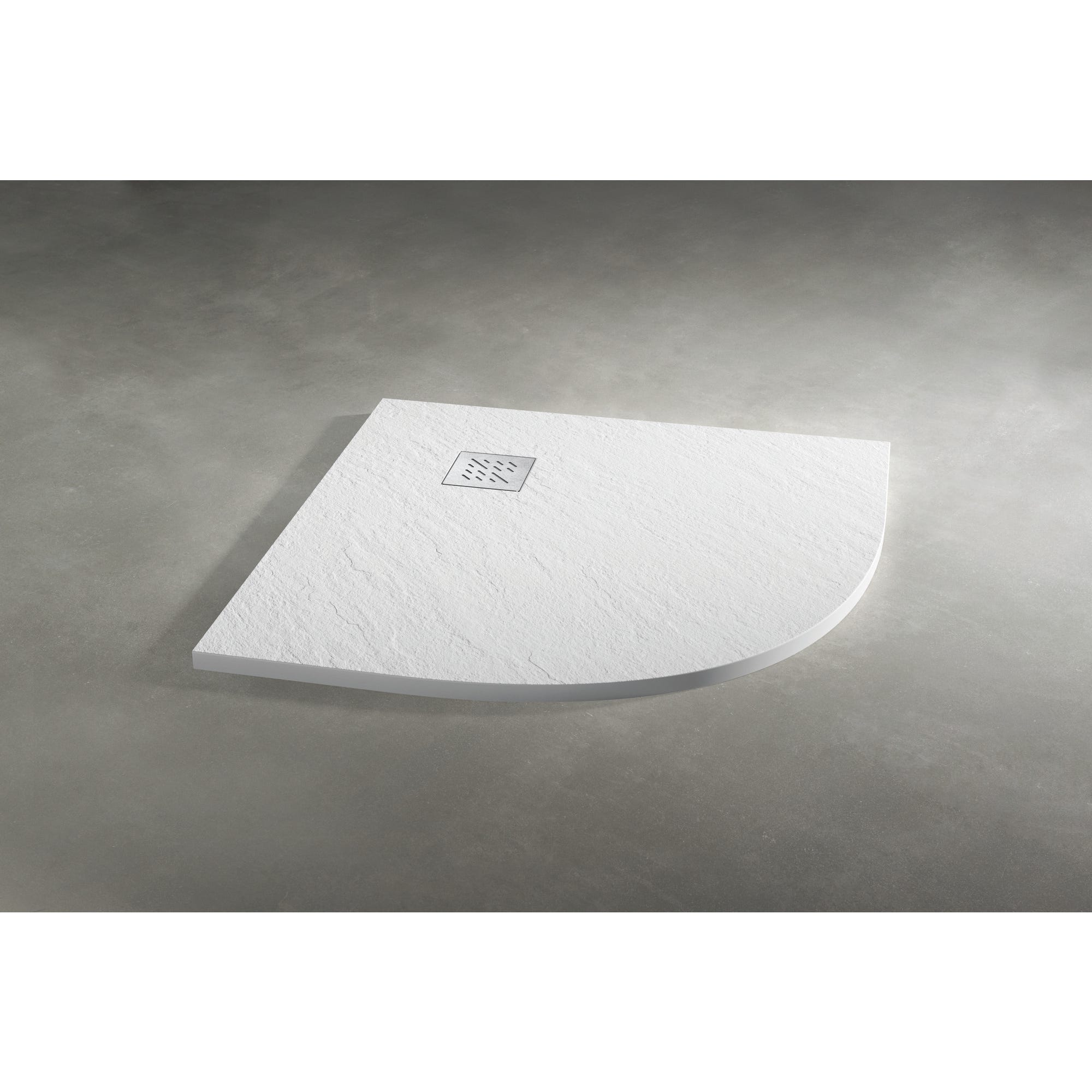 Receveur extra plat d'angle à poser ou à encastrer écoulement centré en résine blanc l.90 x L.90 cm 0