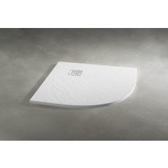 Receveur extra plat d'angle à poser ou à encastrer écoulement centré en résine blanc l.90 x L.90 cm 0