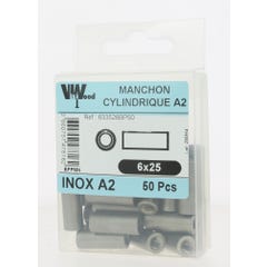 Manchons cylindrique inox a2 m6x25 x50 1