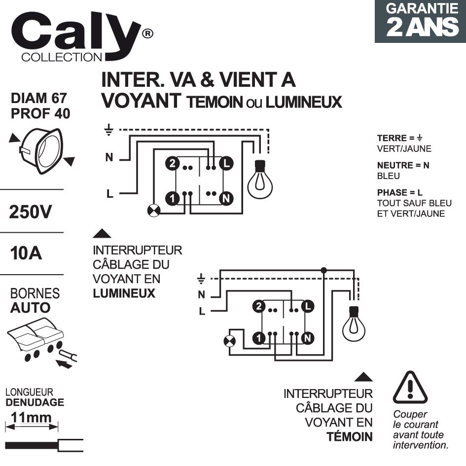 VA ET VIENT LUMINEUX OU TEMOIN + LAMPE C | Bricoman