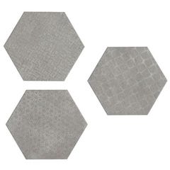 Parement hexagonal gris effet pierre l.15 x L.17,3 cm Cementi 2