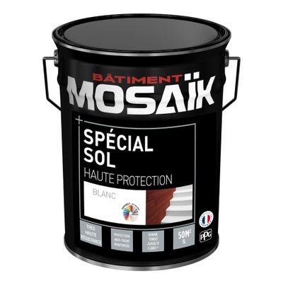 Peinture sol alkyde intérieur extérieur satin blanc 5 L - MOSAIK 0