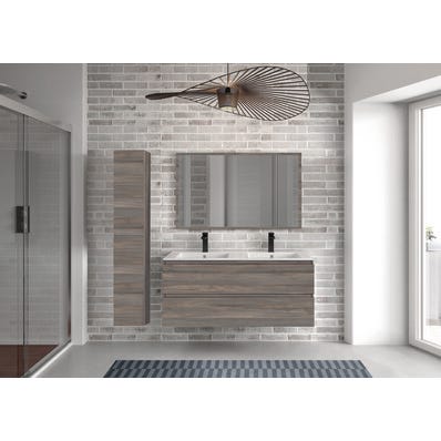 Plan Vasque Double Ceramique Blanc L 120 X H 15 X P 46 Cm Atlantis Bricoman