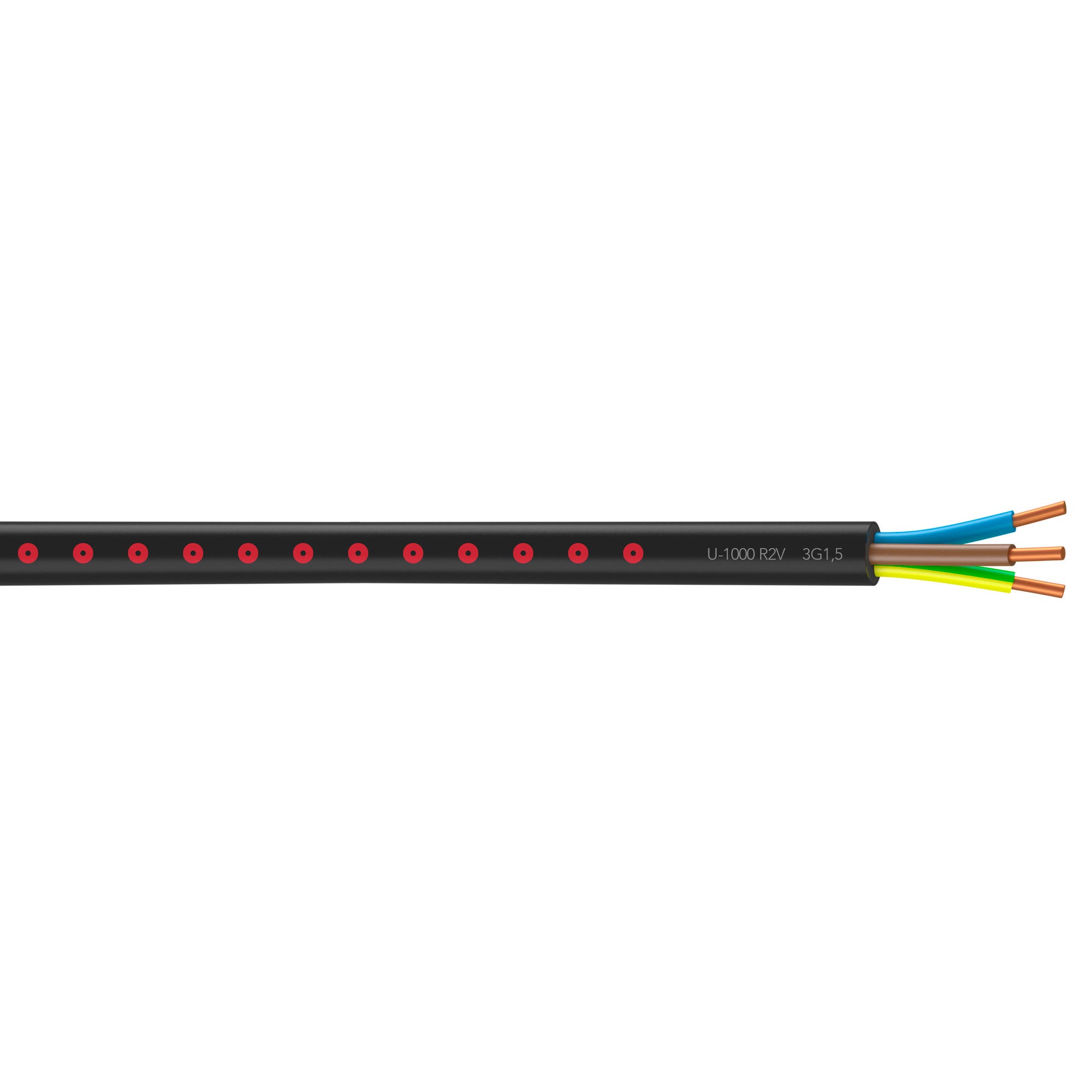 Cable électrique U-1000 R2V 3G 1,5 mm² noir Touret de 500 m - NEXANS FRANCE  1