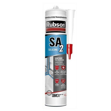 Silicone acétique sanitaire transparent 280 ml SA2 - RUBSON 0