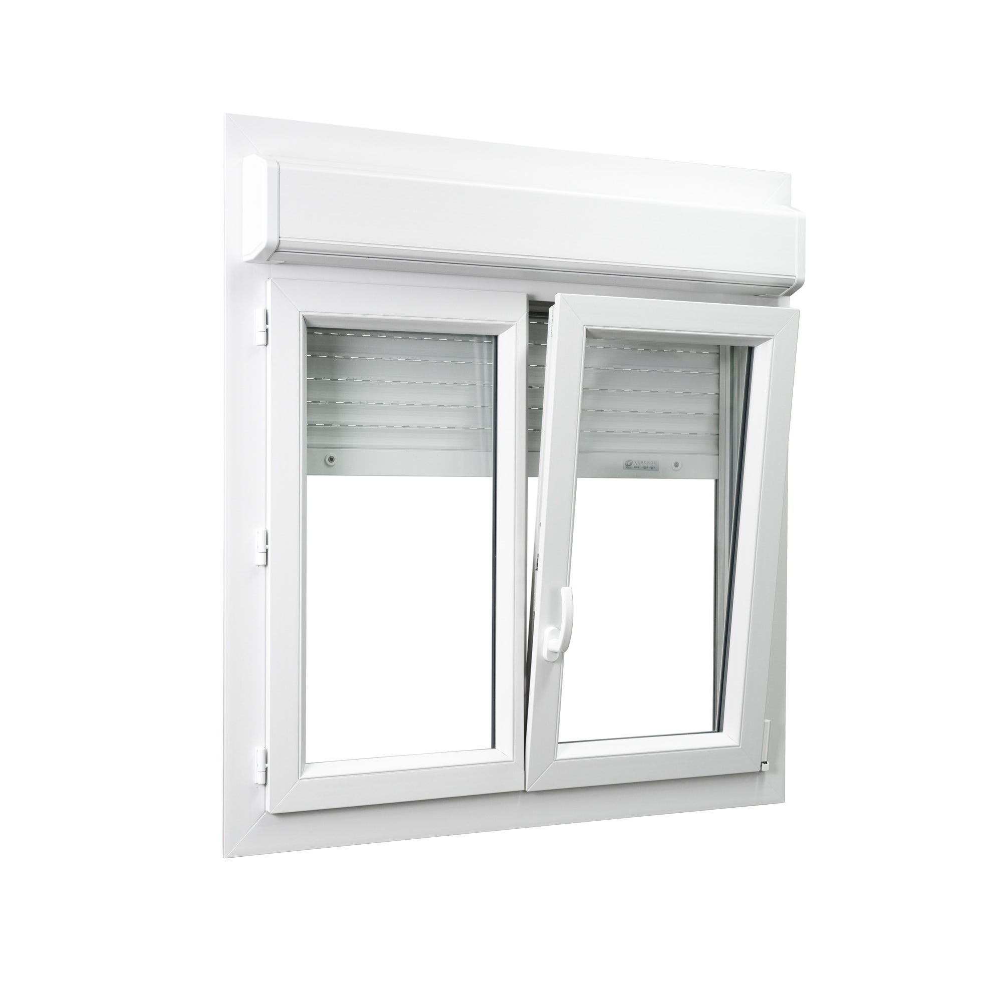 Fenêtre PVC avec volet roulant intégré monobloc Ob 2 vantaux H.135 x L.140 cm - GROSFILLEX 1