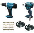 PACK 2 Outils MAKITA perceuse + Visseuse à choc sans fil 18V DLX2022SJ3 2 batteries 3Ah + MAKPAC