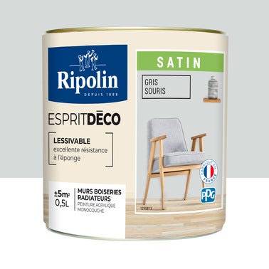 Peinture intérieure multi-support acrylique sitin gris souris 0,5 L Esprit déco - RIPOLIN 0