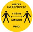 ADHÉSIF DISQUE DISTANCE 1 M FOND JAUNE 400 MM